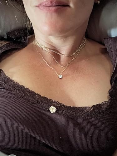 Customer photo review of Gold Plated Solitaire Accent Choker Necklace