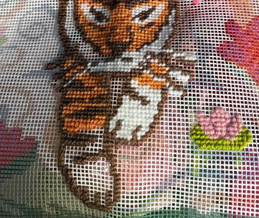 Customer photo review of GENTLE TIGER - Tapestry Needlepoint Cushion Kit