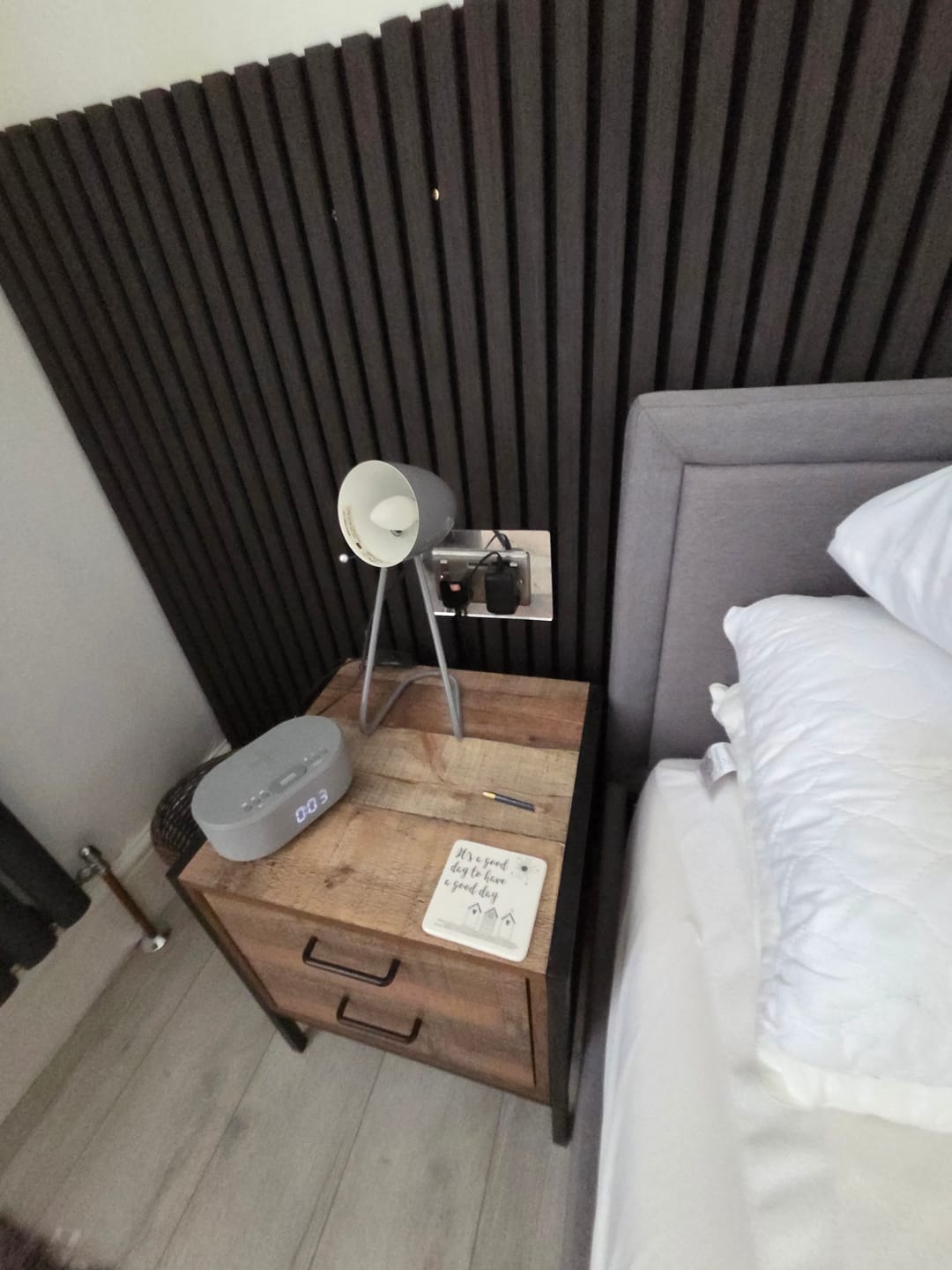 Customer photo review of Acoustic Slat Wall Panels Wooden Decorative Wall Panels Black Oak Premium 2.4m x 0.6m