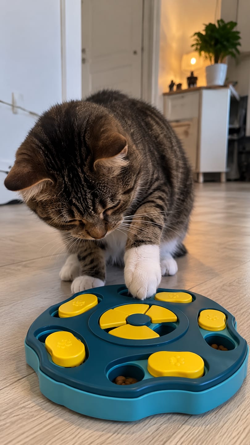 Customer photo review of Comedero Puzzle Antiestrés para Gatos