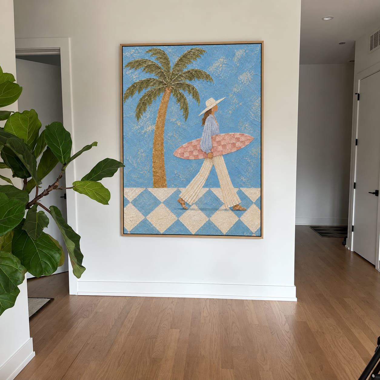 Customer photo review of Blue Palm Surfer Wall Art