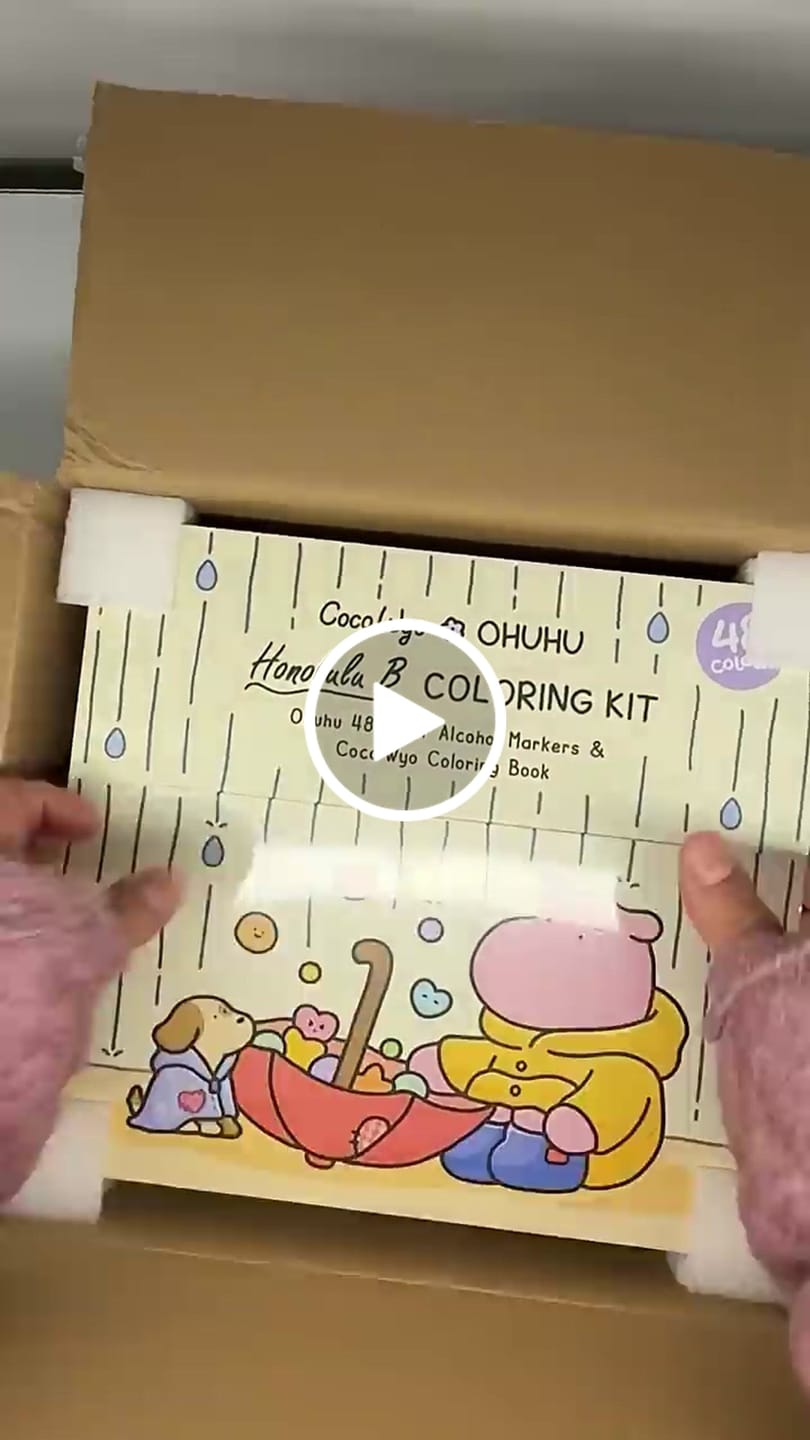 Customer video review of Ohuhu x Coco Wyo Cozy Mood Coloring Kit, Honolulu B 48 Colors Alcohol Markers with Brush & Fine Dual Tips, Coloring Book with Mood Tracker Pages