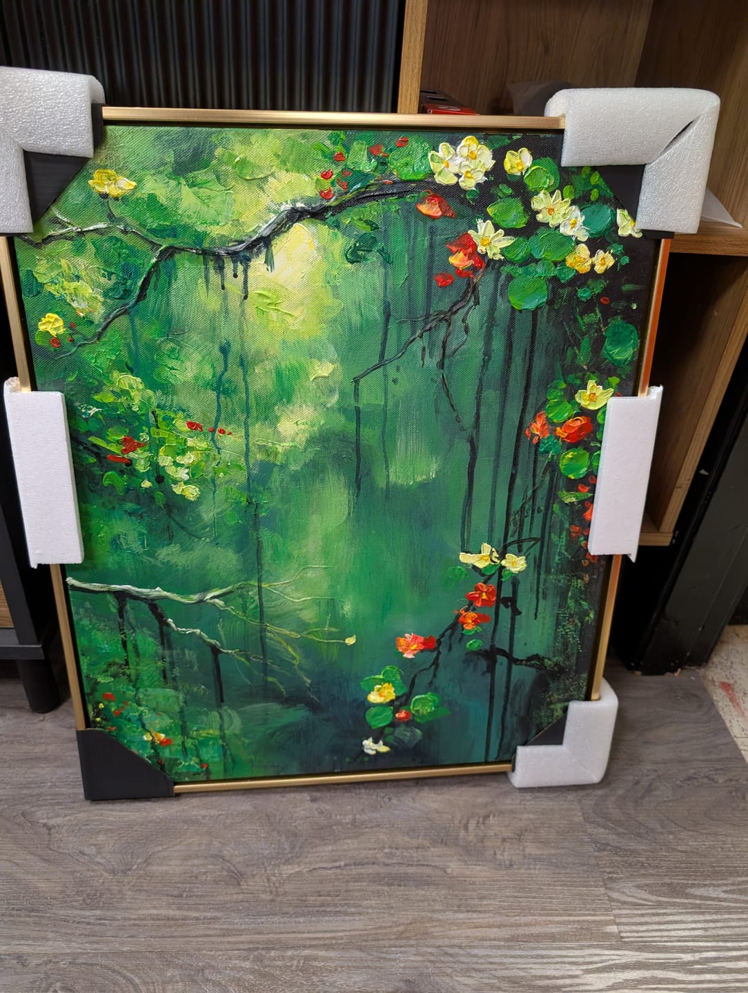 Customer photo review of Emerald Blossom Cascade Textured Wall Art