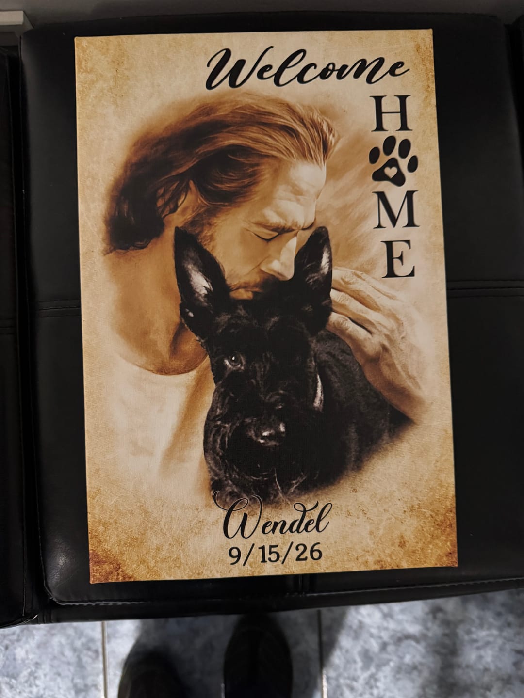 Customer photo review of Personalized Canvas Prints, Custom Photo And Name, Memorial Gift, Dog Memorial Gift, Welcome Home Jesus Dem Canvas