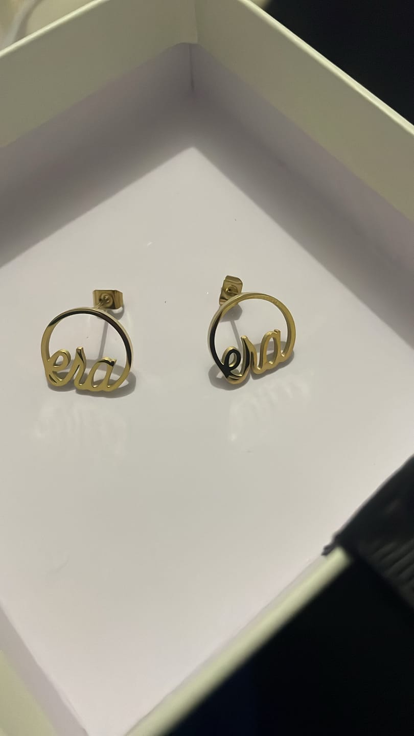 Customer photo review of Gold Era Logo Studs
