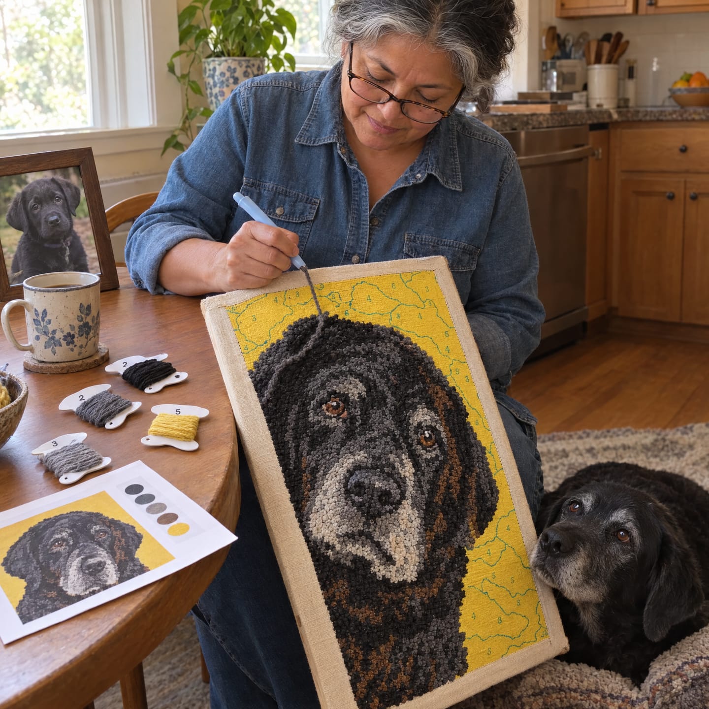 Customer photo review of Custom Dog Portrait Punch Needle Kit - Turn Your Pet's Photo Into Handmade Art