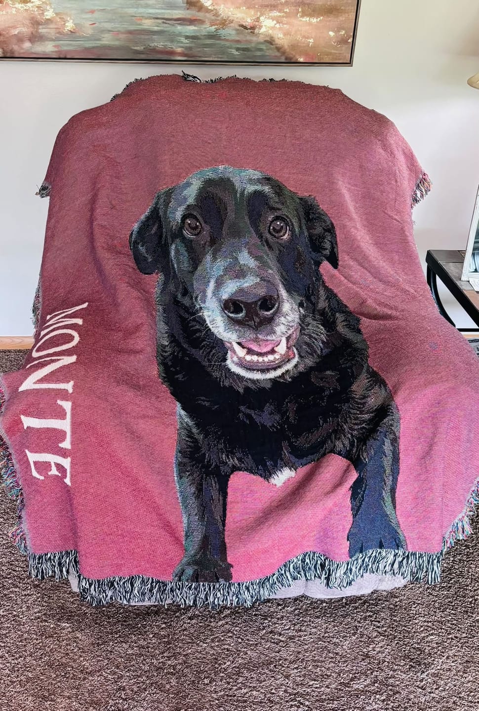 Customer photo review of Custom Heirloom Pet Throw Blanket