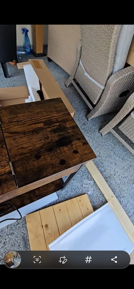 Customer photo review of VASAGLE Masa laterala pliabila, tip noptiera, cu prize si porturi USB, raft si geanta din textil, 60x32x60 cm, maro rustic