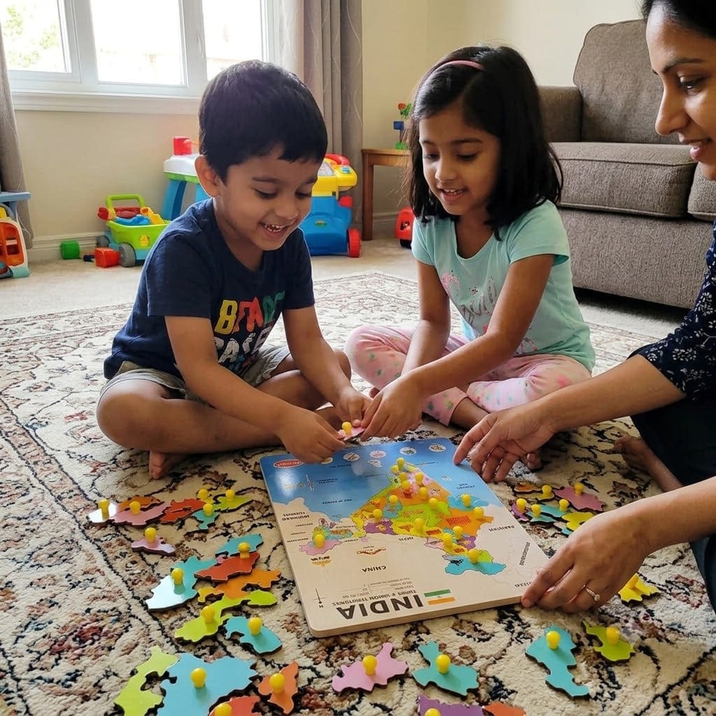 Customer photo review of India Wooden Map Puzzle for Kids – Learn, Explore & Discover!