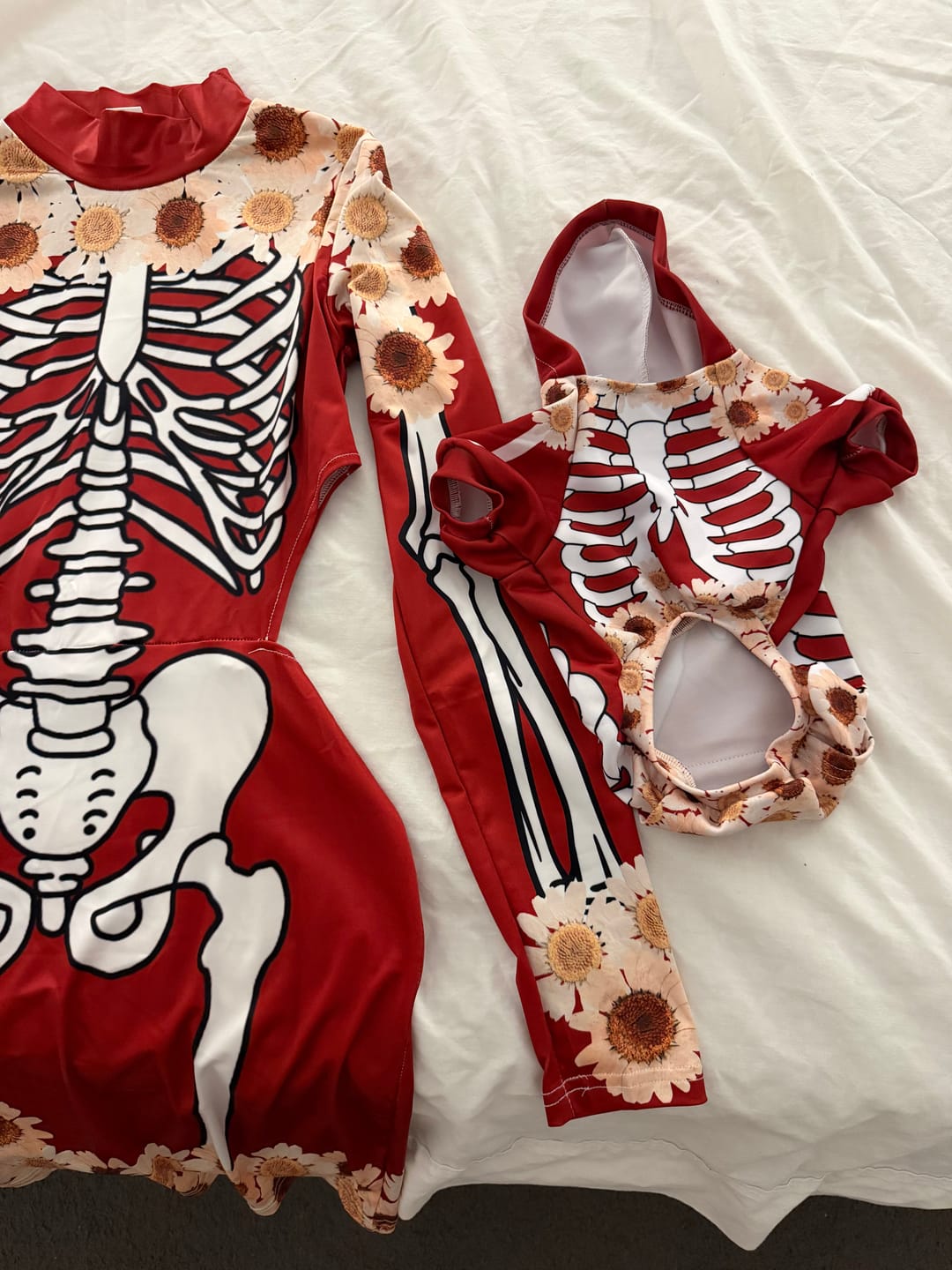 Customer photo review of Red Skeleton Dress & Pet Hoodie