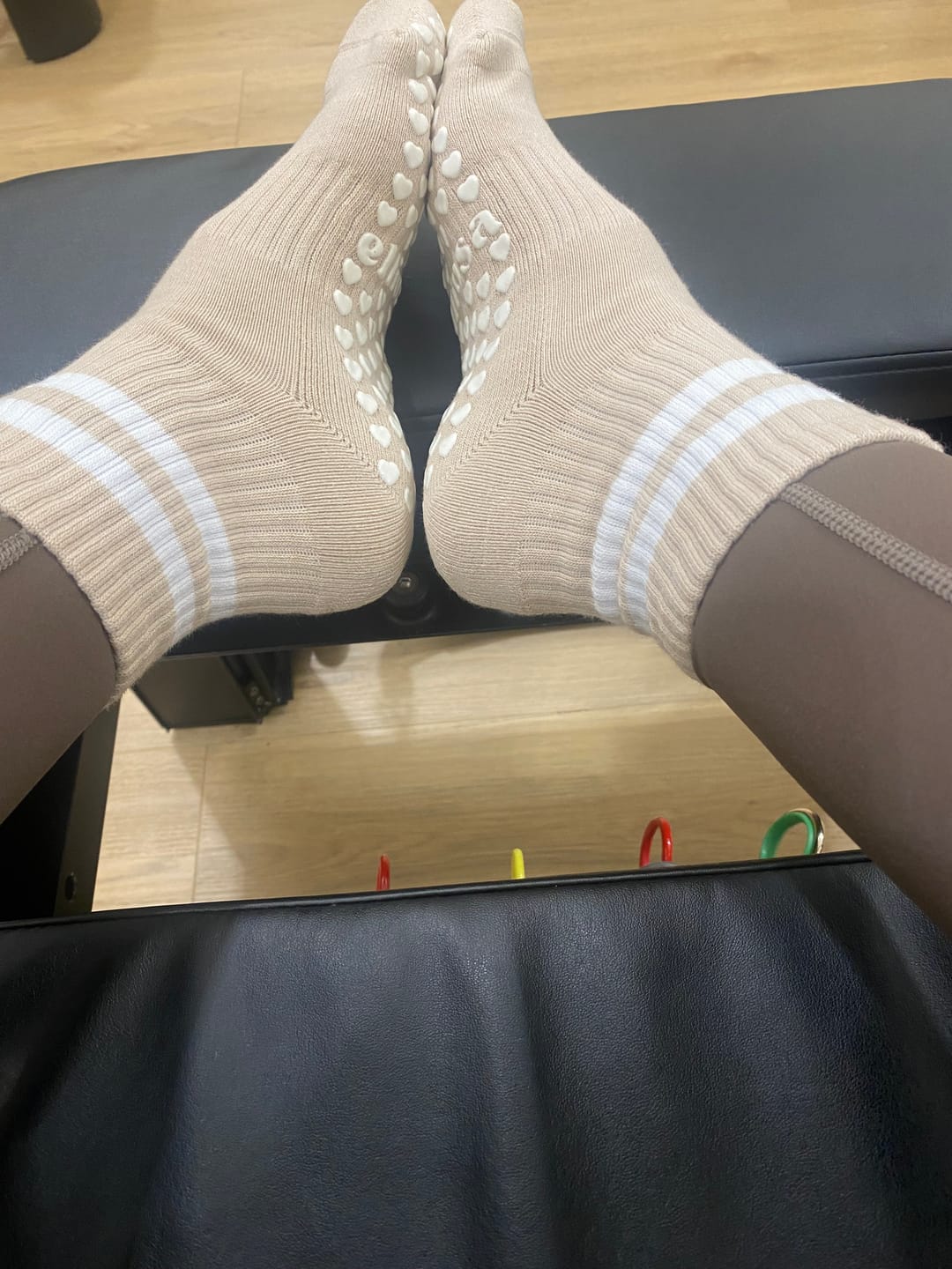 Customer photo review of Grip Stripes - Oat Milk