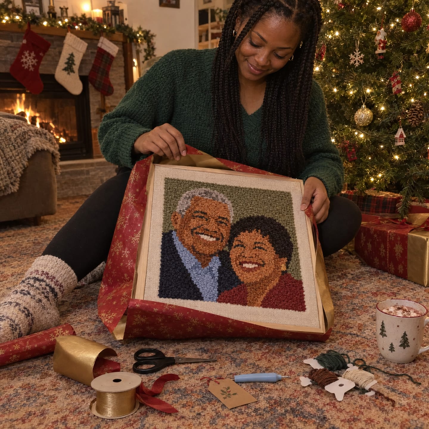 Customer photo review of Custom Punch Needle Kit - Turn Your Photo Into a Handmade Portrait
