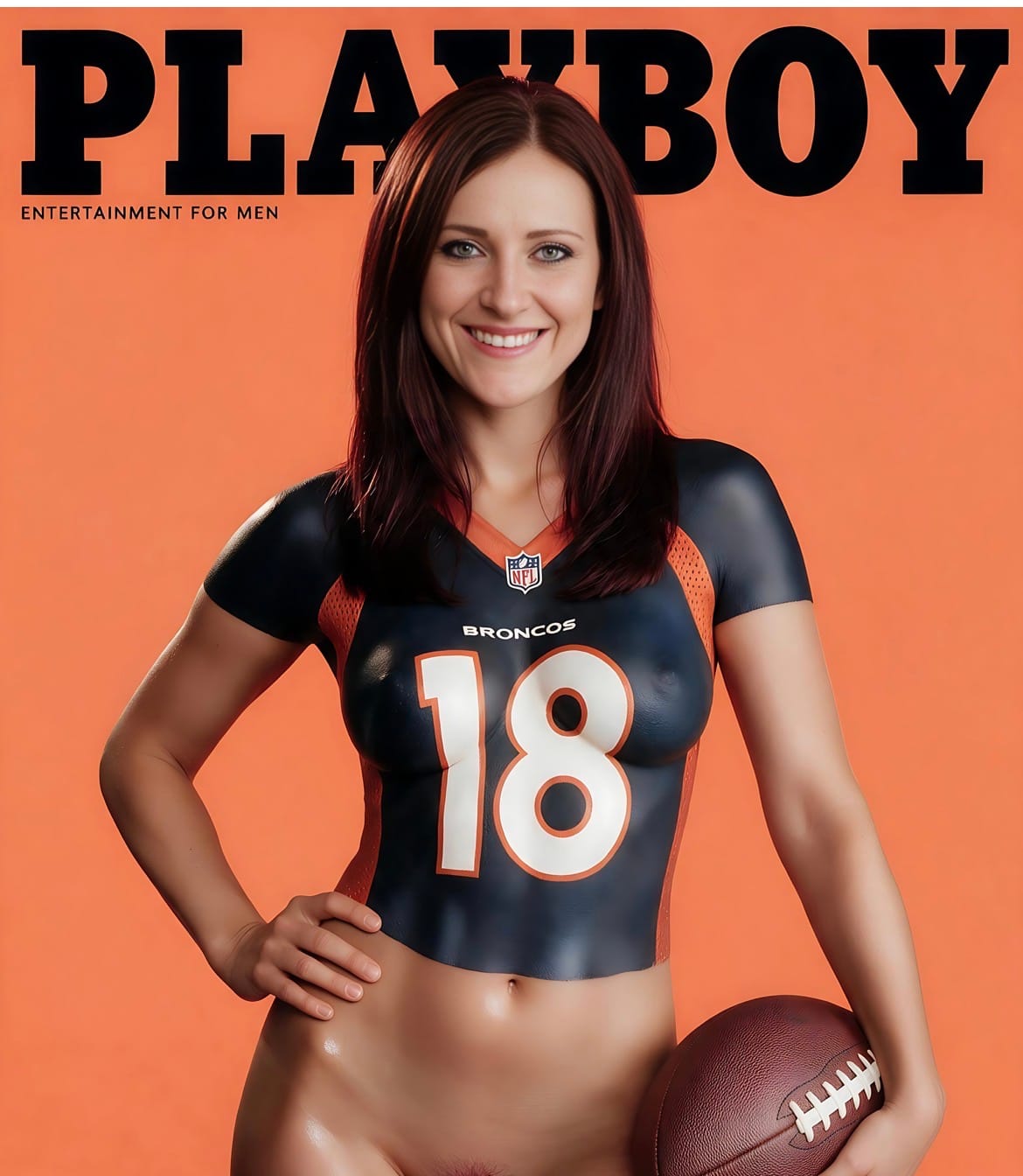 Customer photo review of Custom Pinup Art - Football Nude (Request you team colors in the notes section)