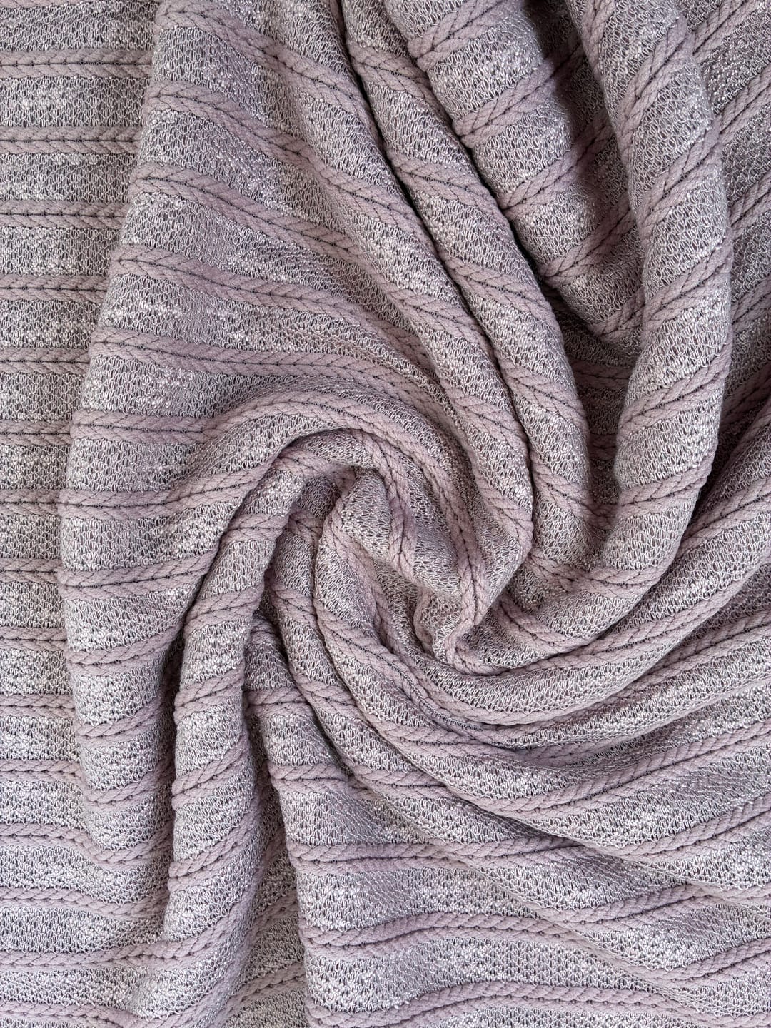 Customer photo review of Dusky Pink Light Weight Cable Knit Fabric
