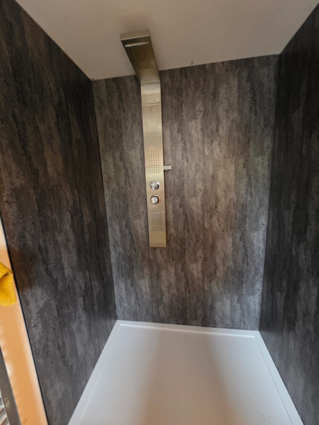 Customer photo review of Premium Black Graphite Matt Shower Wall Panel – 1M x 2.4M