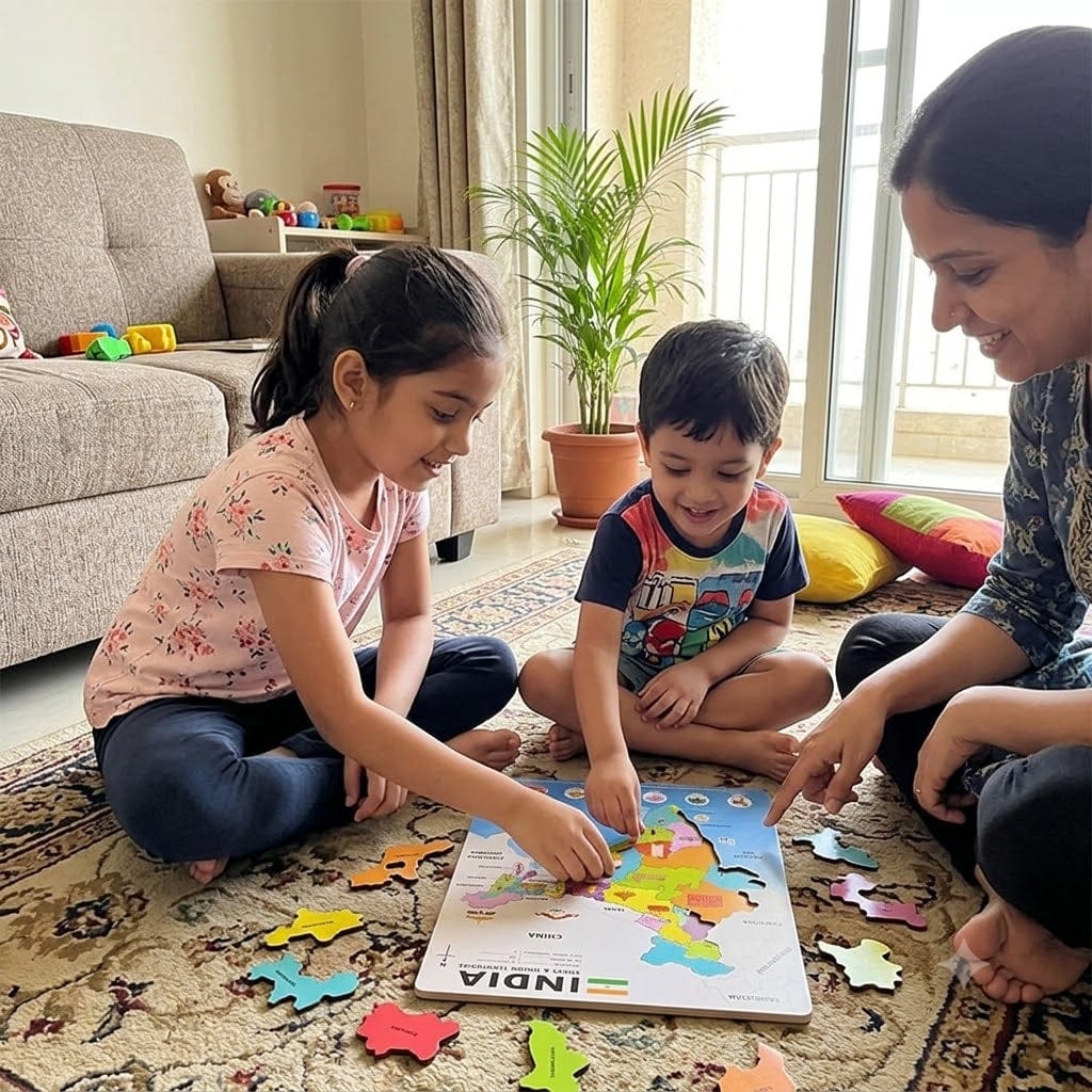 Customer photo review of India Wooden Map Puzzle for Kids – Learn, Explore & Discover!