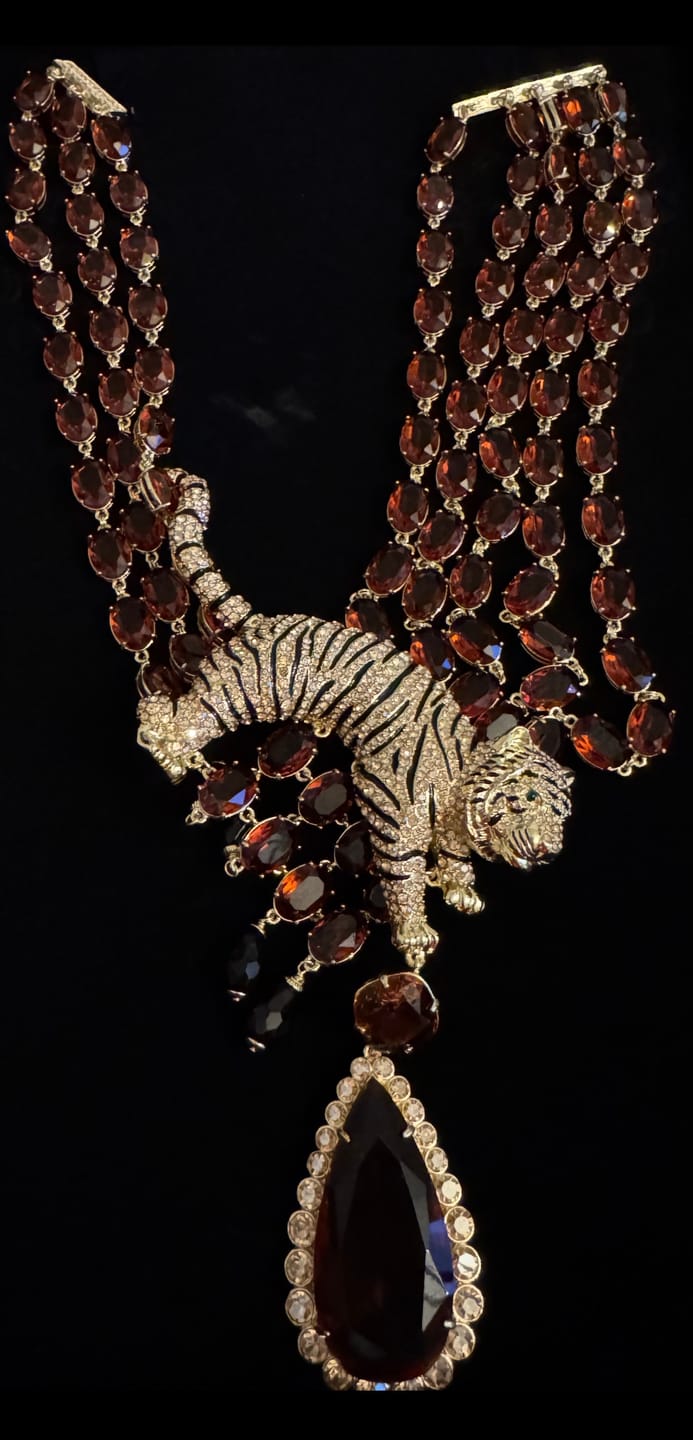 Customer photo review of HEIDI DAUS® "Sultry Stripes" Tiger Statement Necklace