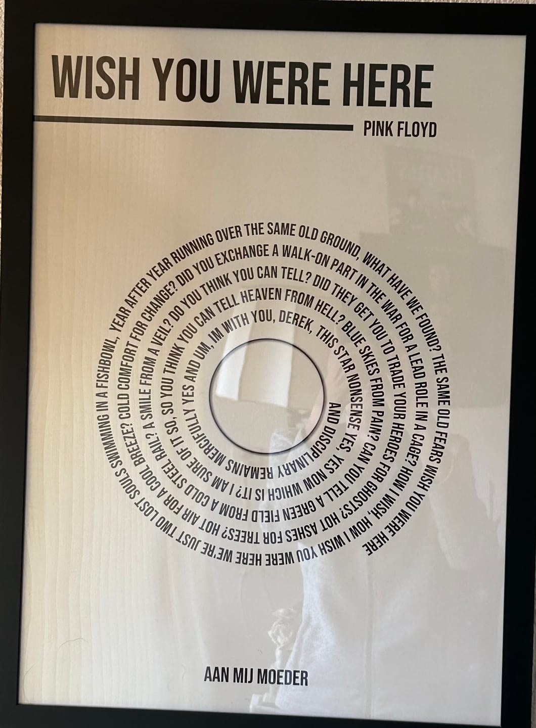 Customer photo review of Songtekst Poster met Eigen Tekst