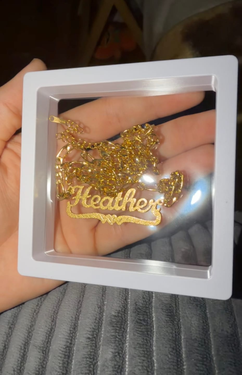 Customer photo review of Diamond Cut Heart Name Necklace