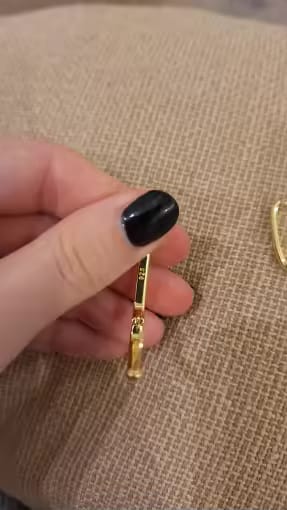 Customer photo review of 3-Pair Geometric Square Stainless Steel Hoop Earring Set