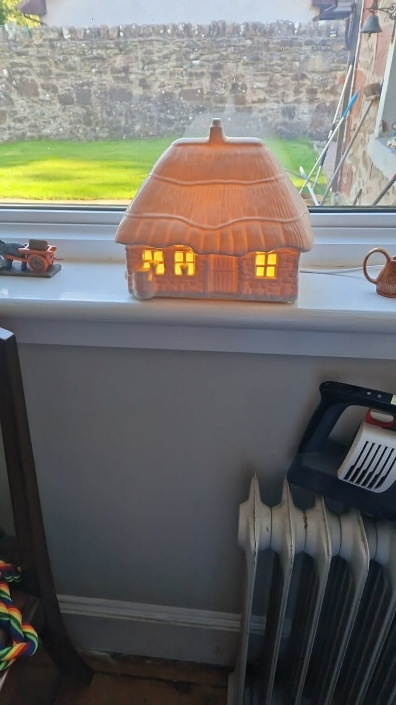 Customer photo review of Belleek Classic Thatched Cottage Luminaire