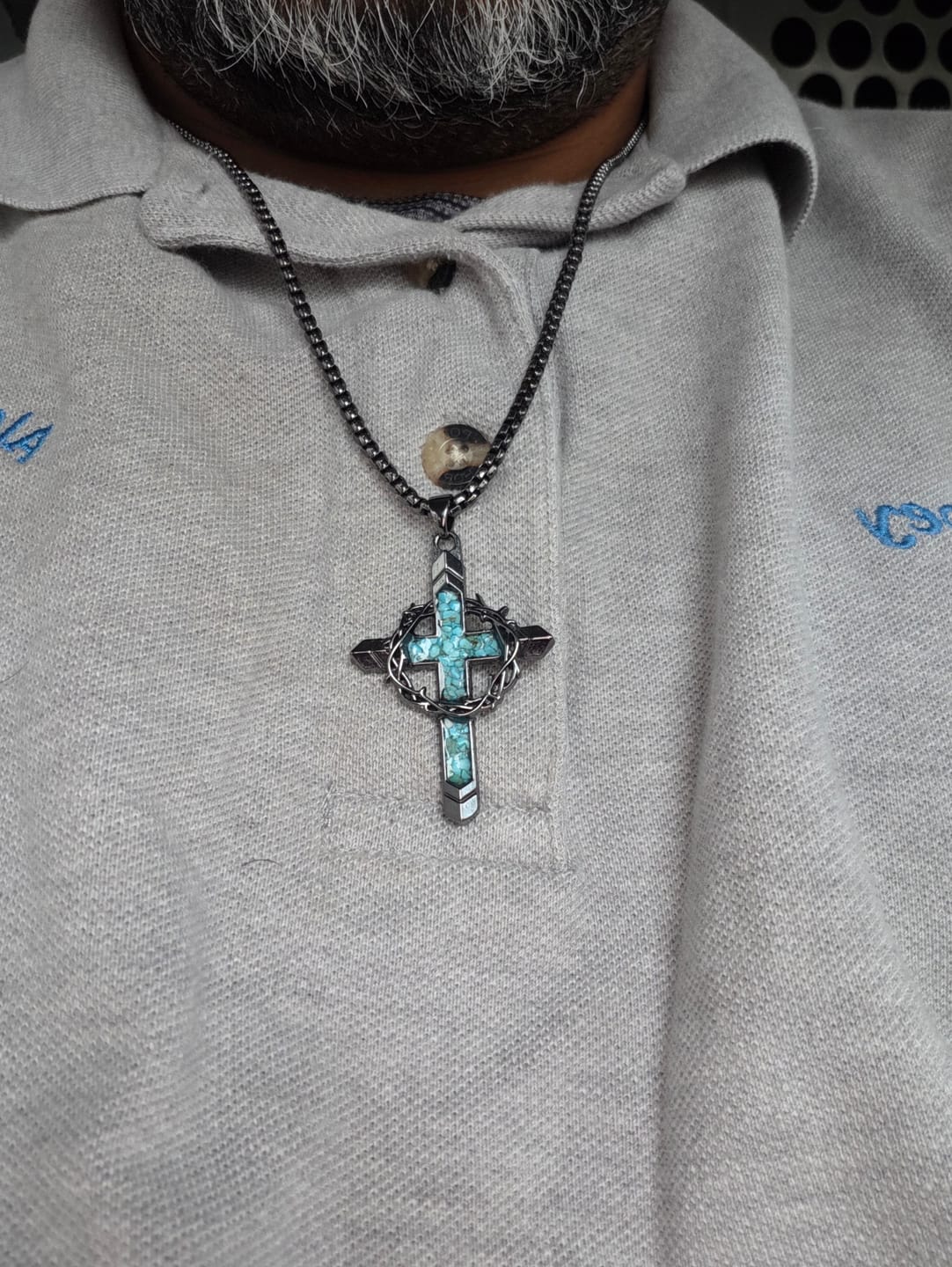 Customer photo review of FREE Today: Thorn-Wrapped Inlaid Cross Pendant Necklace: A Symbol of Christ’s Sacrificial Love