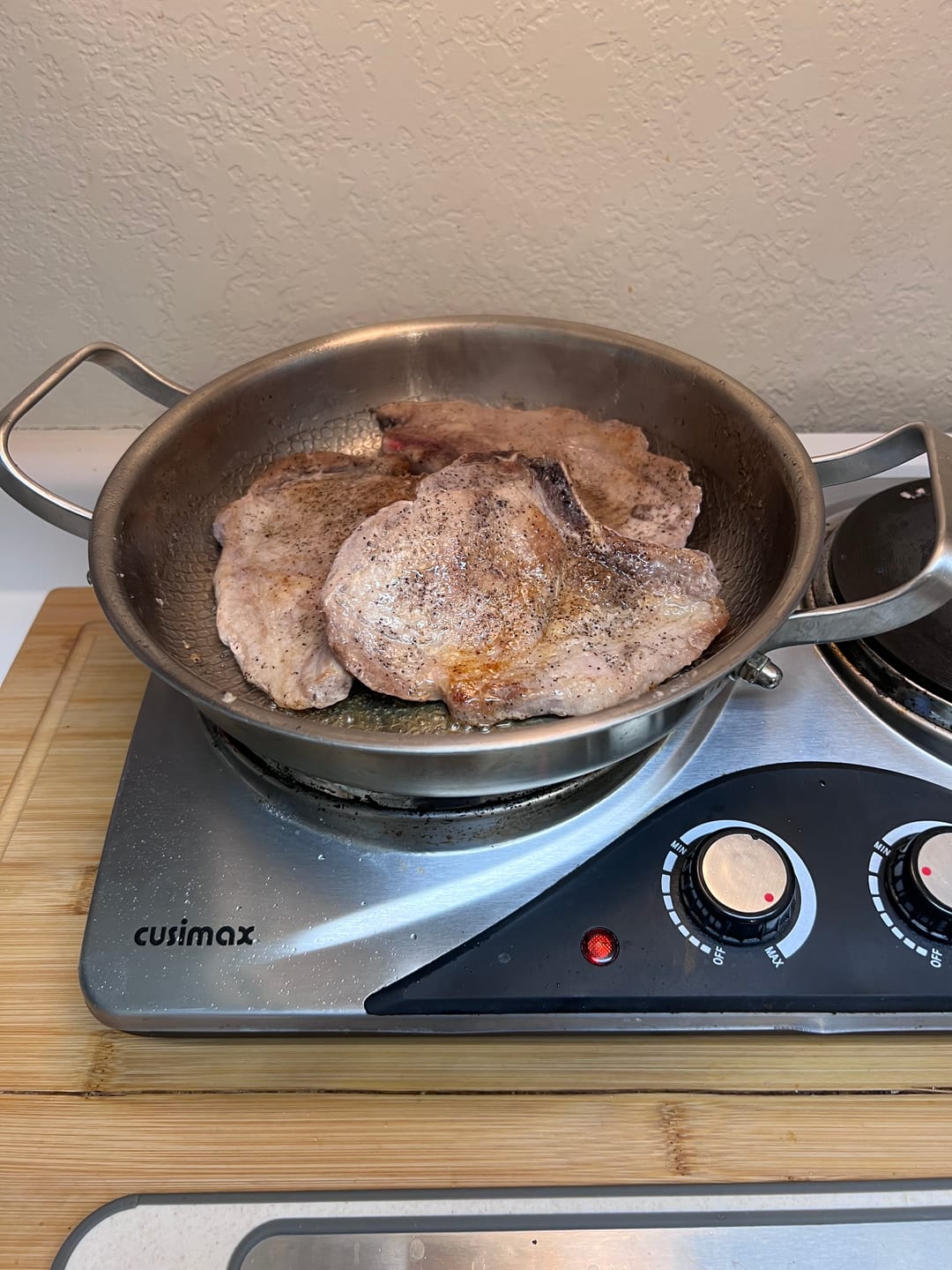 Customer photo review of Hand-Hammered Titanium Pan with Two Handles