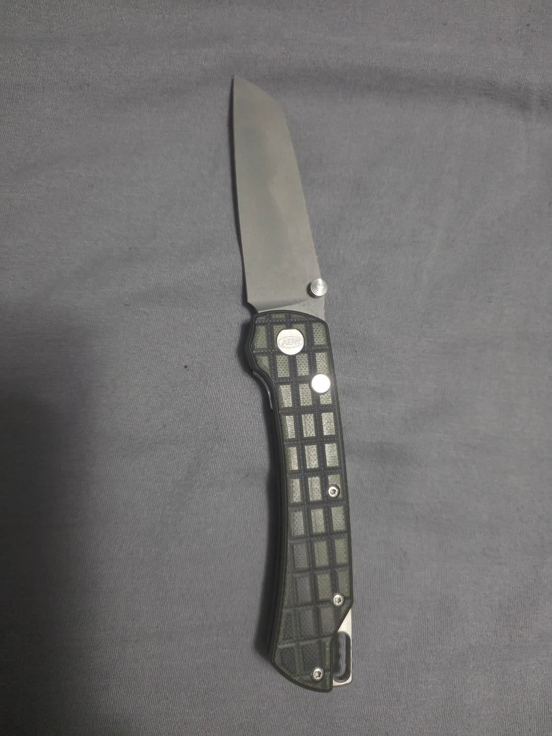 Customer photo review of ABW Model 3 Manual Folding Knife - Frag-Milled G10, 3.3" MagnaCut, Button Liner Lock - Made in USA (ABW-M3-G10-FRAG)