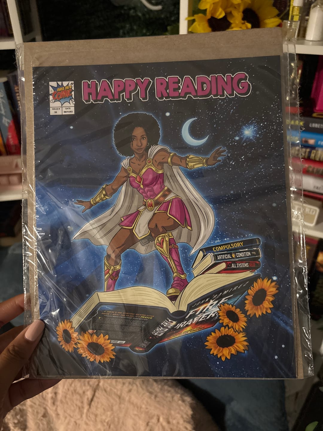 Customer photo review of Turn someone you love into a comic character on their very own custom comic book cover
