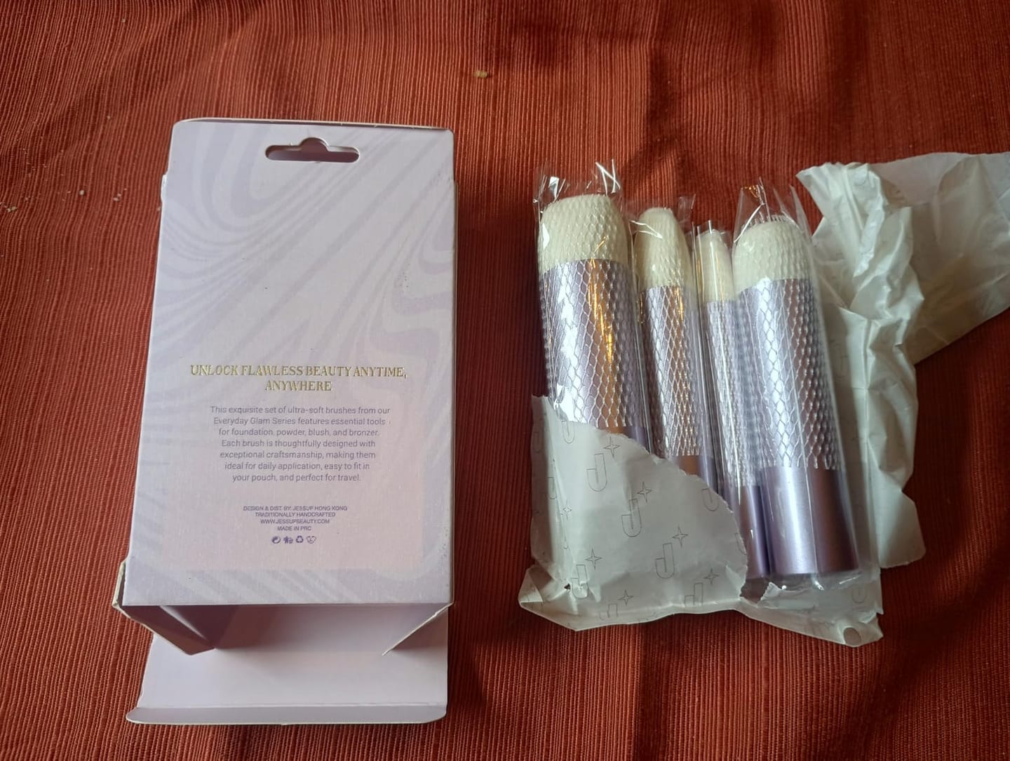 Customer photo review of Luxury Purple Kabuki Face Brush Set 4Pcs T517
