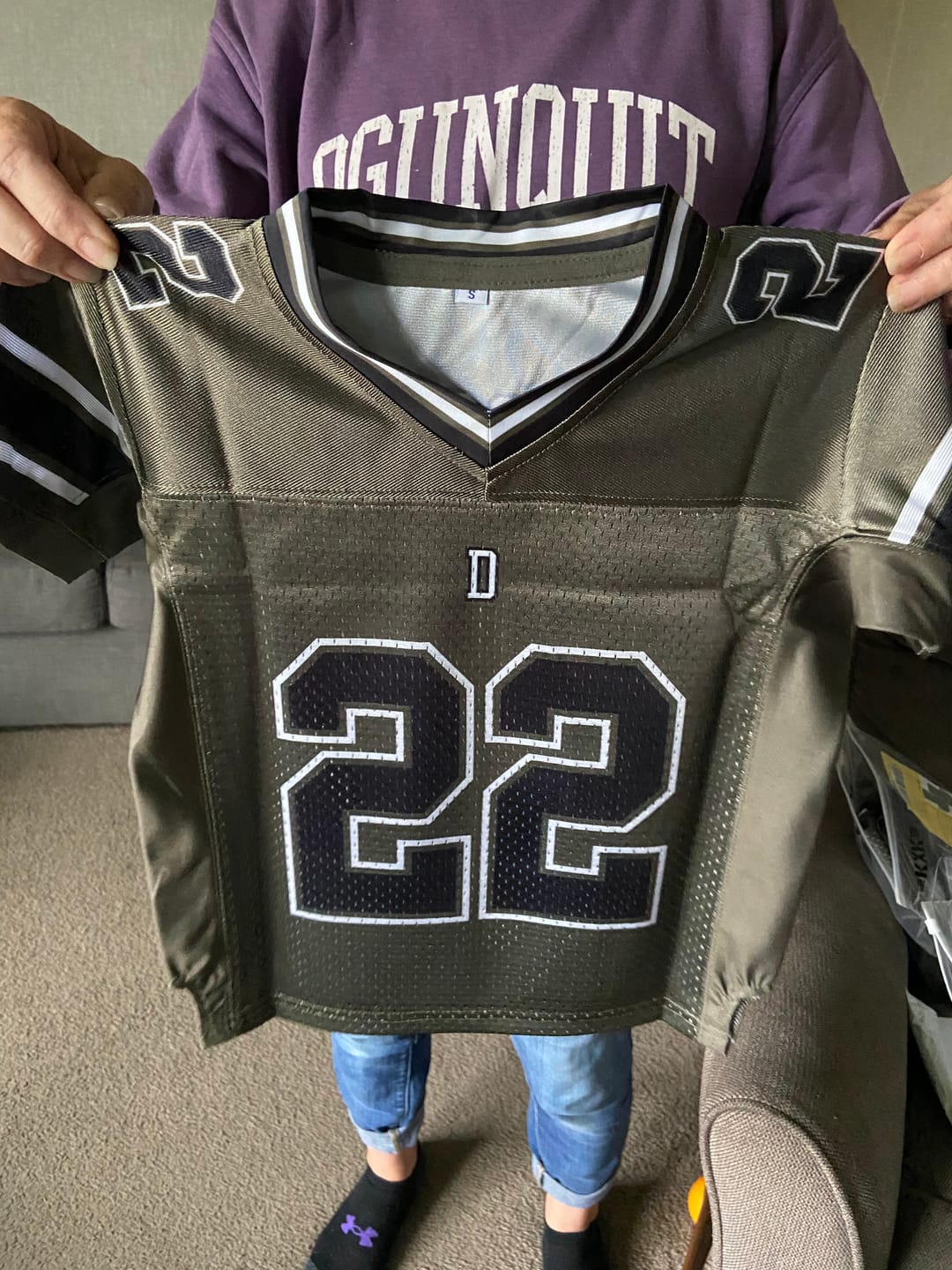 Customer photo review of Custom Olive Personalized Classic Authentic Football Jersey
