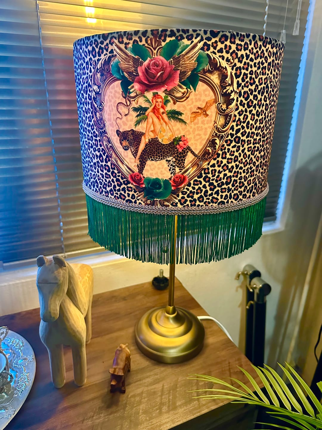 Customer photo review of Tiger Rose Fringed Lampshade