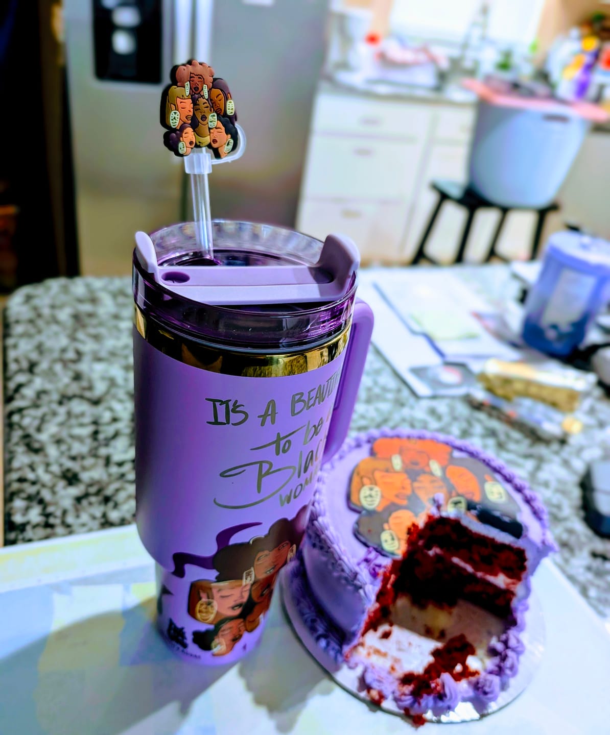 Customer photo review of Limited Edition "Crème Brûlée" Purple FlowSip™ Insulated Tumbler – Pinklomein x Cecilia's House