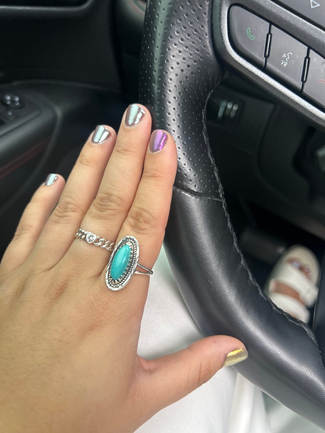 Customer photo review of Southwestern Style Real Turquoise Ring Sterling Silver