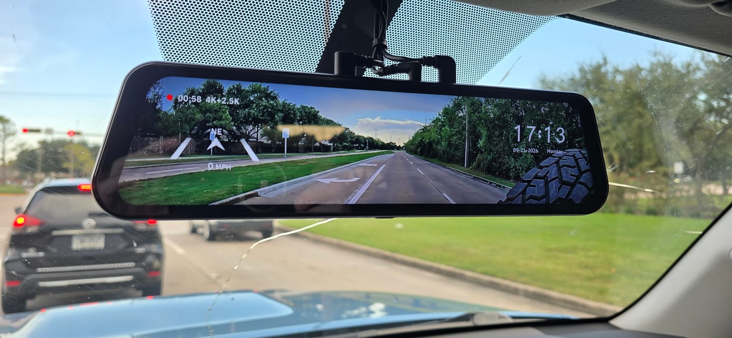 Customer photo review of WOLFBOX G900TriPro Bumper Version 3 Channel Rearview Mirror