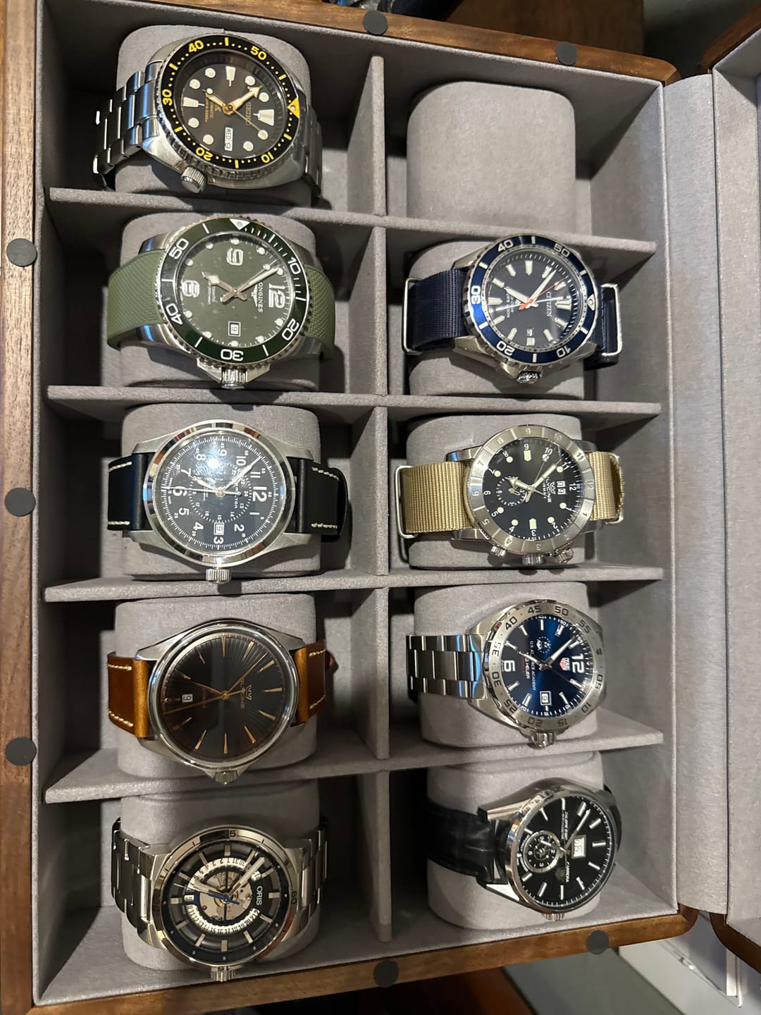Customer photo review of Legacy Walnut Watch Collection Box With Glass Top