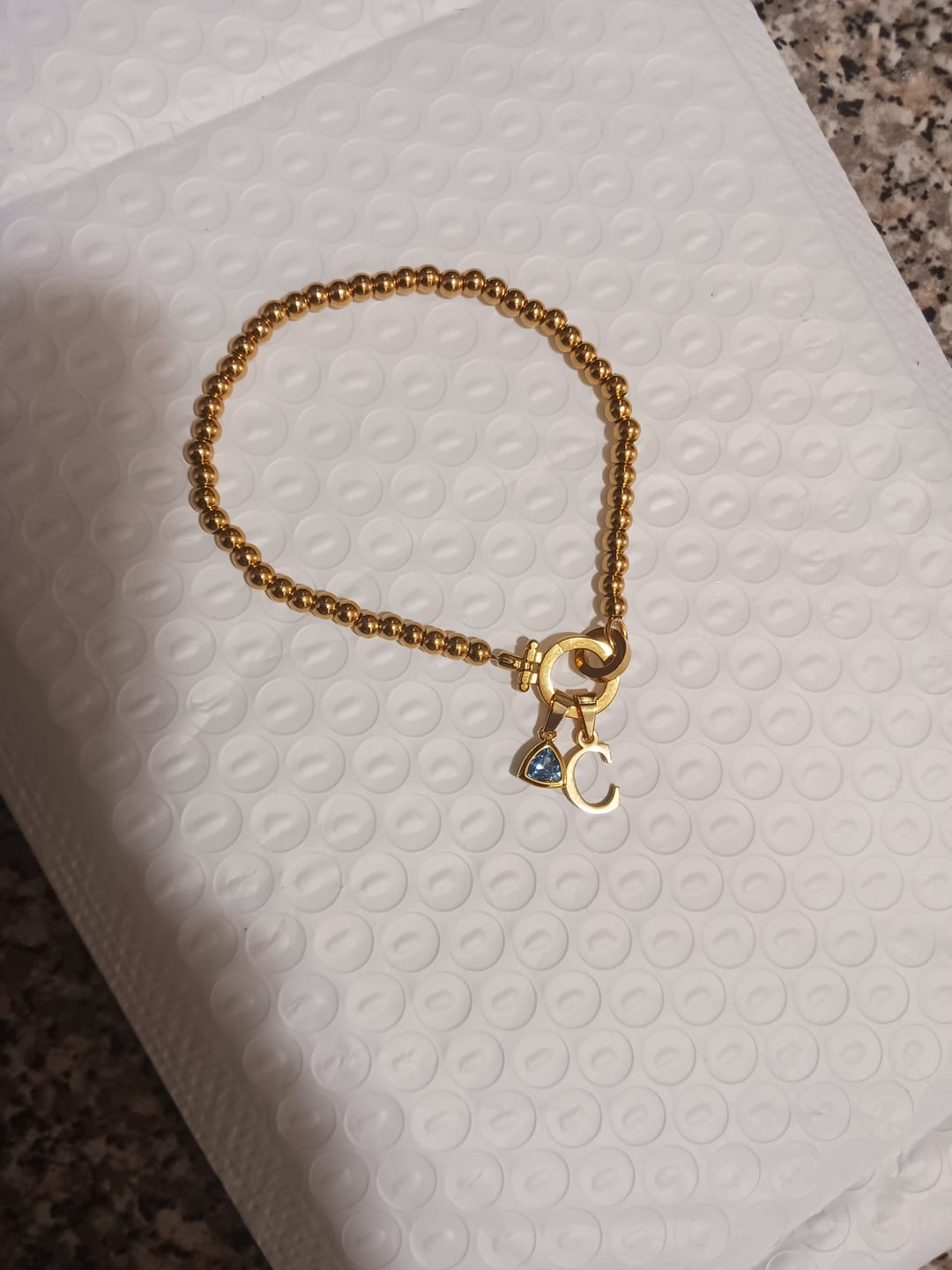 Customer photo review of Initial Birthstone w/ Beaded Bracelet
