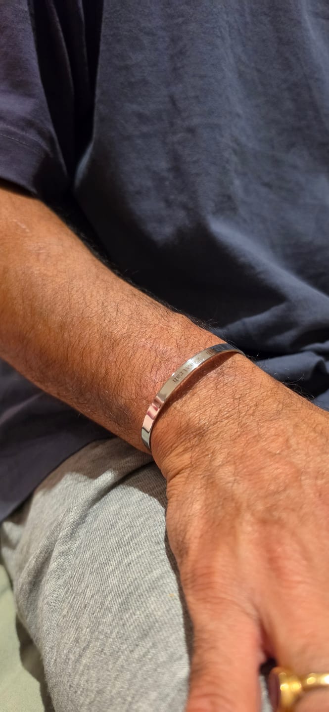 Customer photo review of Silver Personalised Cuff Bracelet