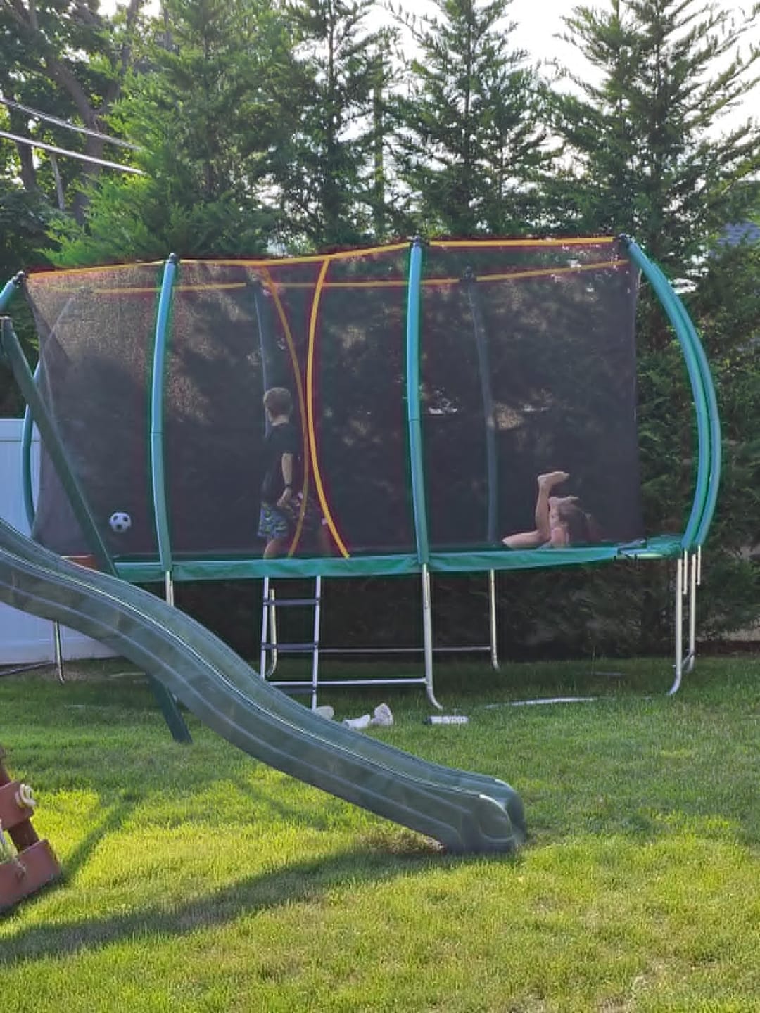 Customer photo review of MERSCO 8x14FT Premium Rectangle Trampoline - Natural Green Edition