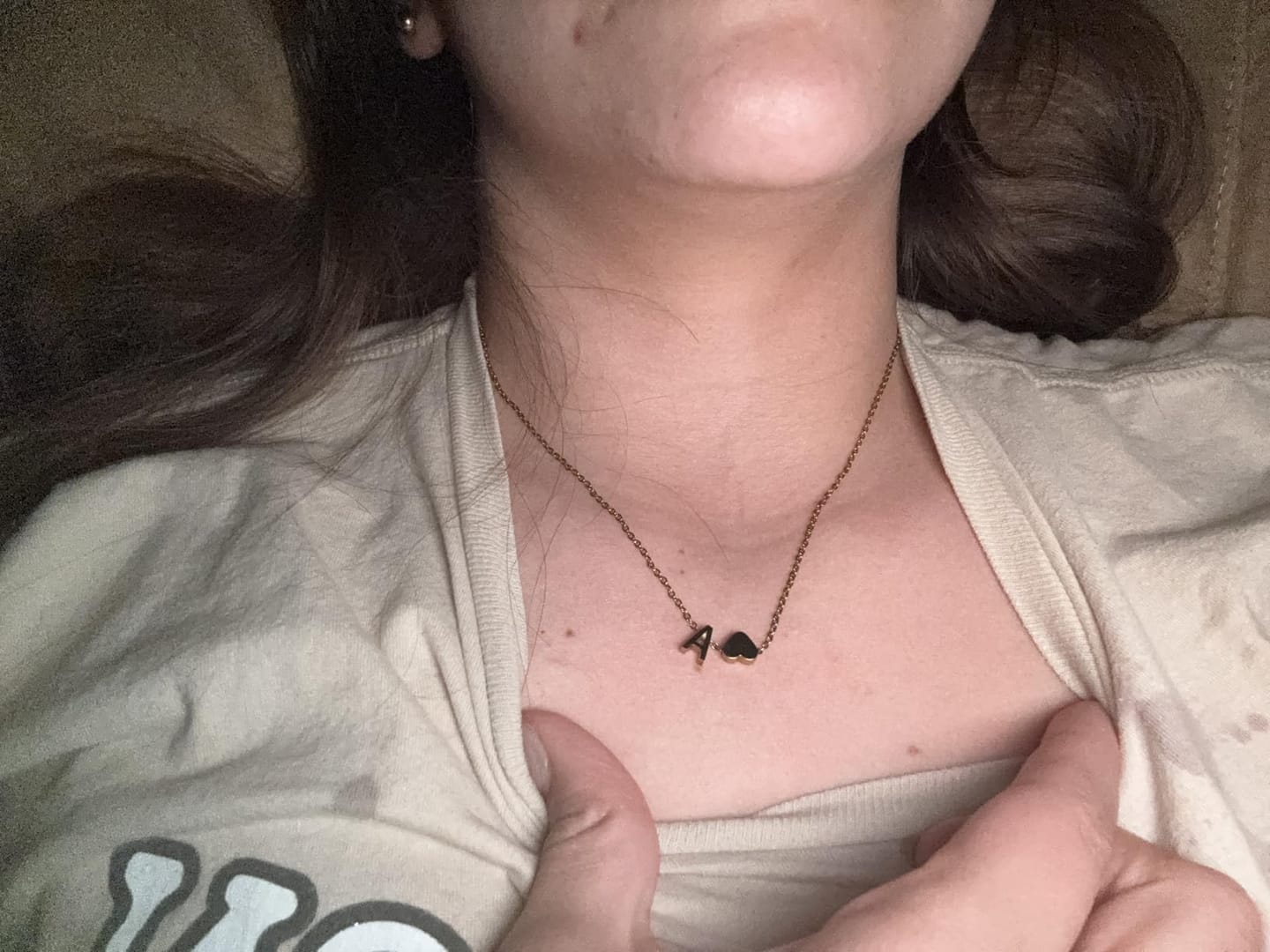 Customer photo review of 18K Gold Plated Petite Initial Heart Pendant Necklace