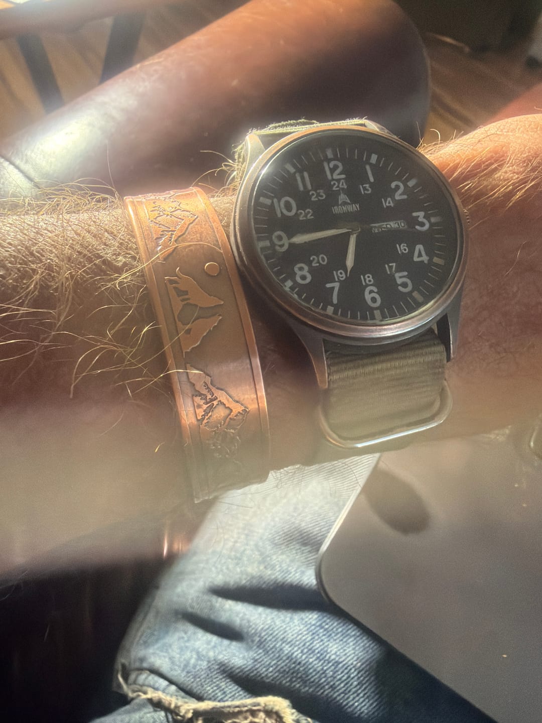 Customer photo review of Mens Copper Magnetic Bangle Bracelet Wolf New Design