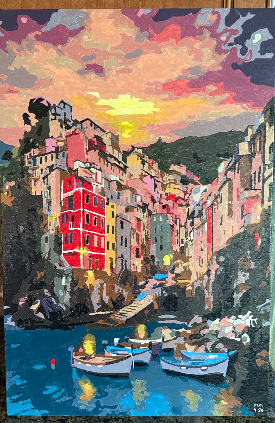 Customer photo review of Cinque Terre Harbor Evening (Paint by Numbers)