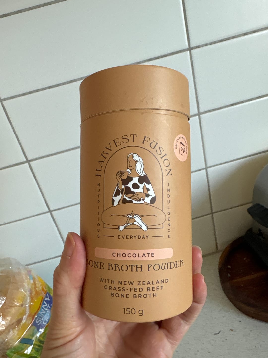 Customer photo review of Chocolate Bone Broth Powder