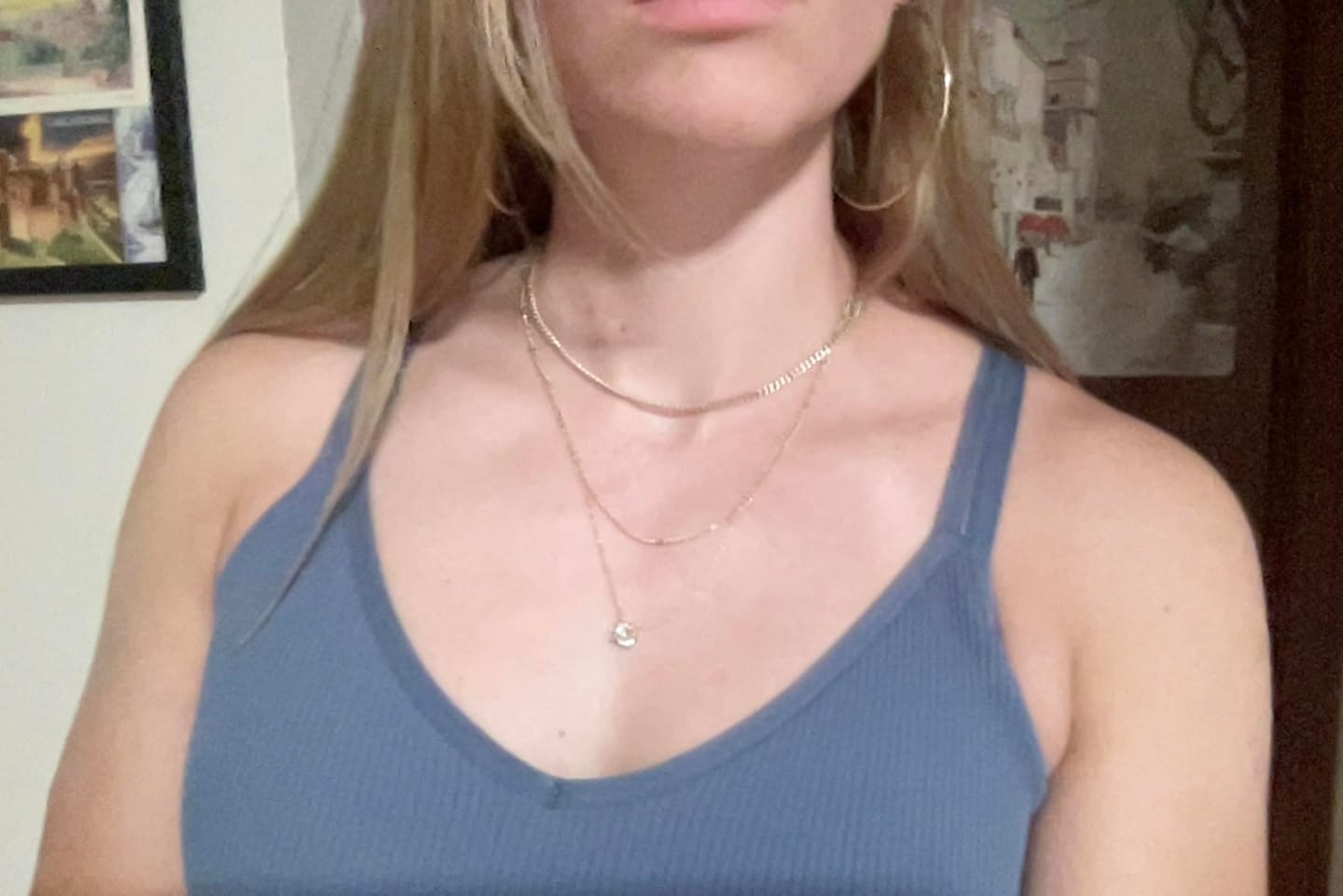 Customer photo review of Gold Plated Solitaire Accent Choker Necklace