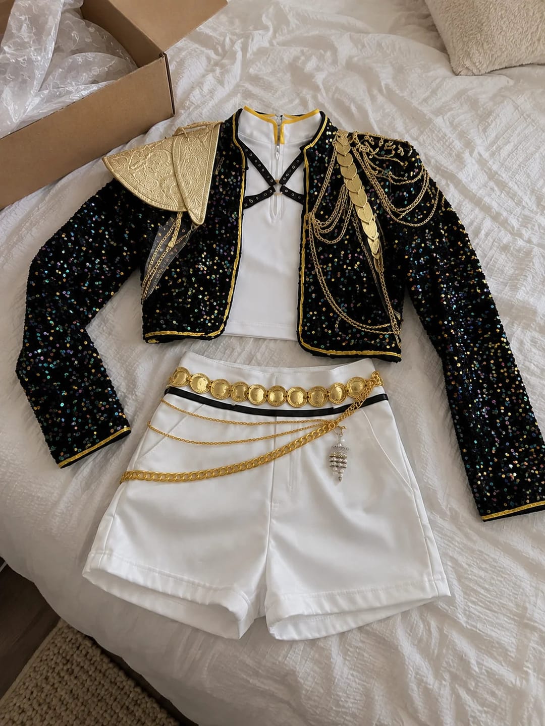 Customer photo review of Nova | Women's Kpop Cosplay Costume | Black Gold Outfit