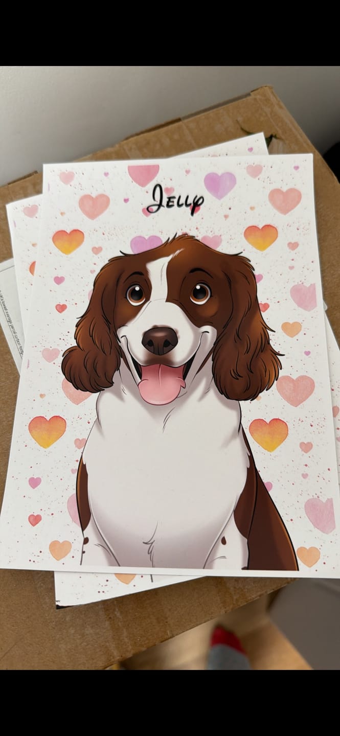 Customer photo review of Custom Cartoon: Framed Pet Portrait