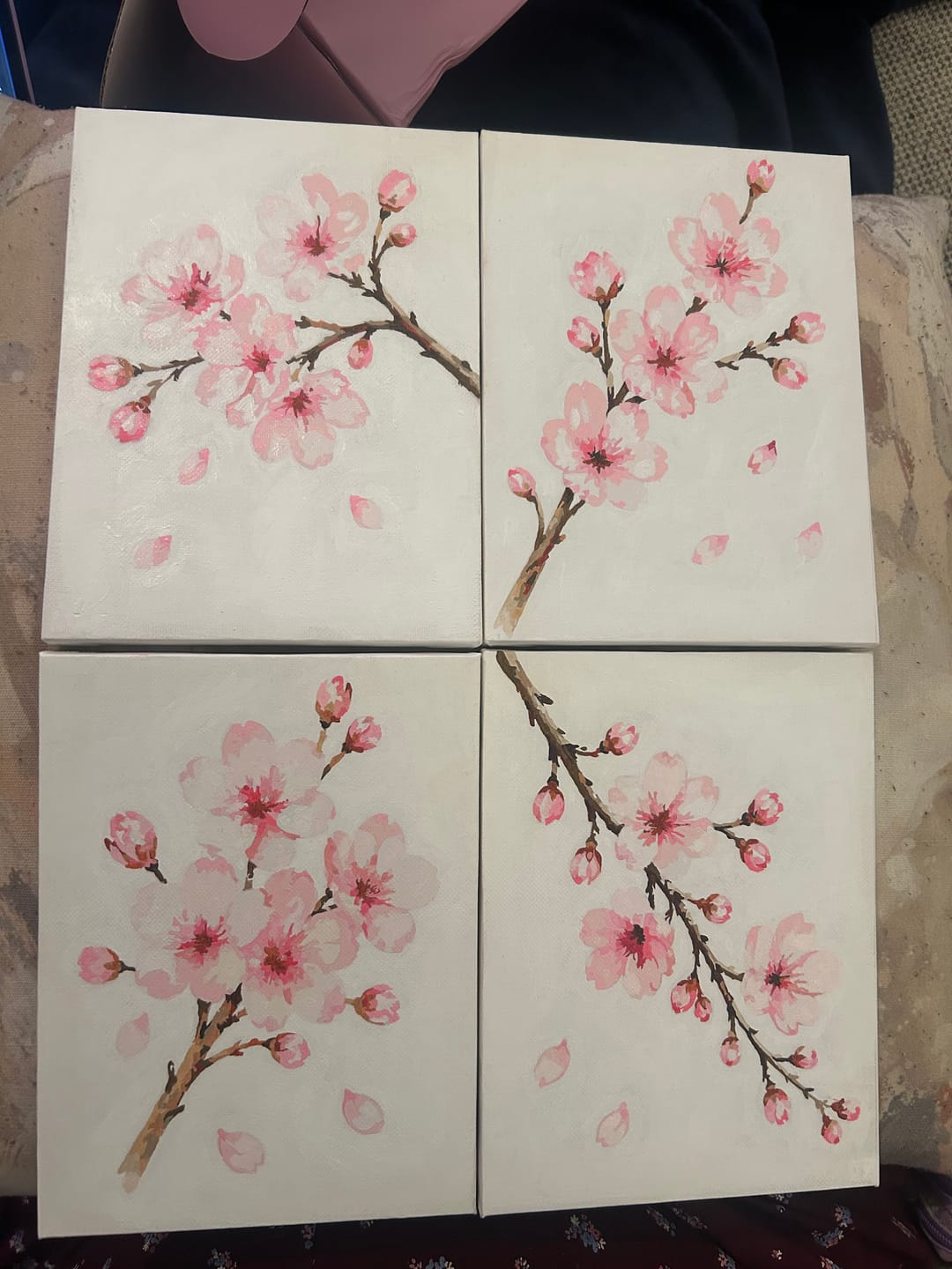 Customer photo review of 4 Mini Paintings - Cherry Blossom Set