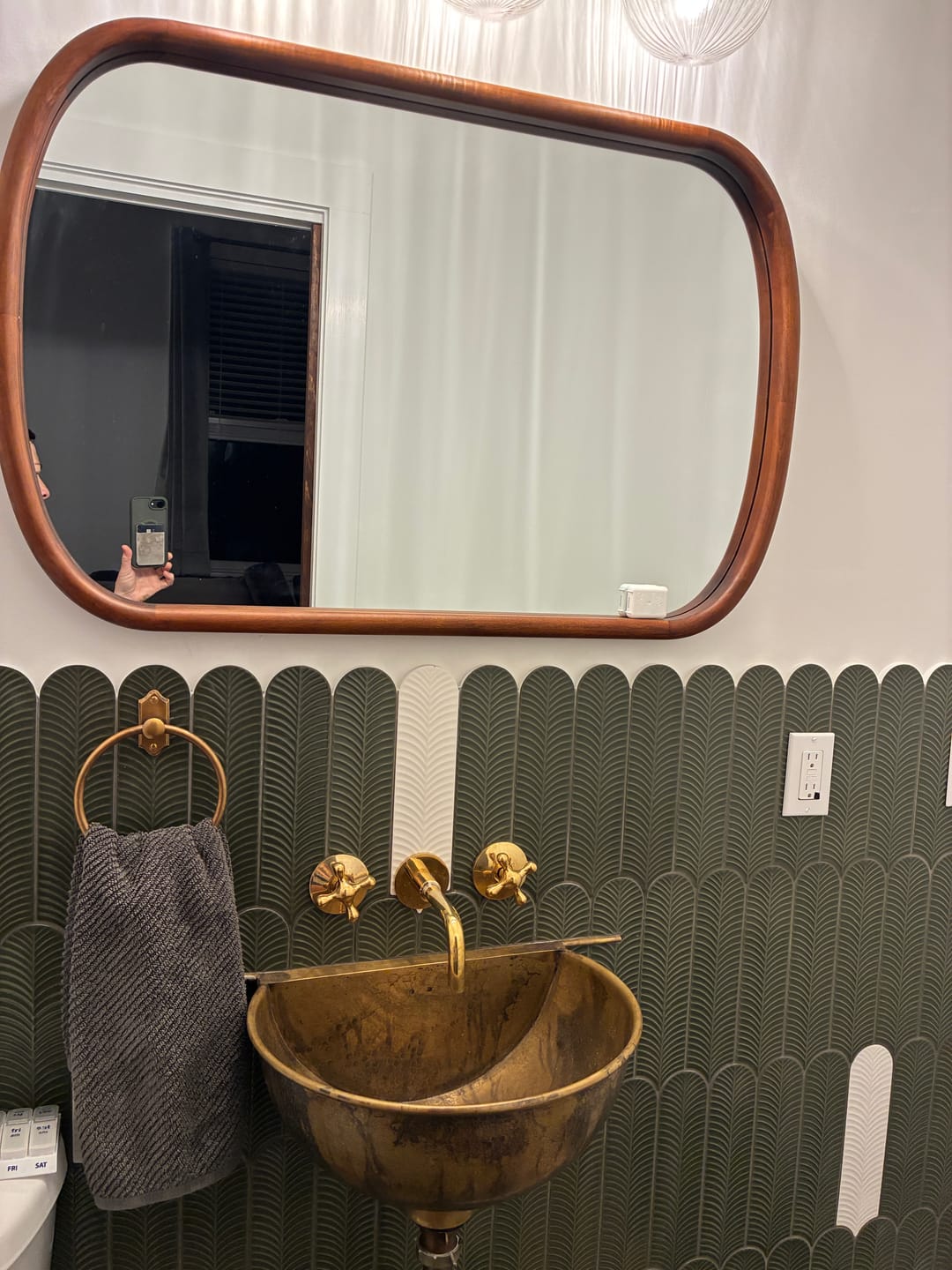 Customer photo review of Vintage Brass Wall Mounted Sink with Unlacquered Brass Faucet