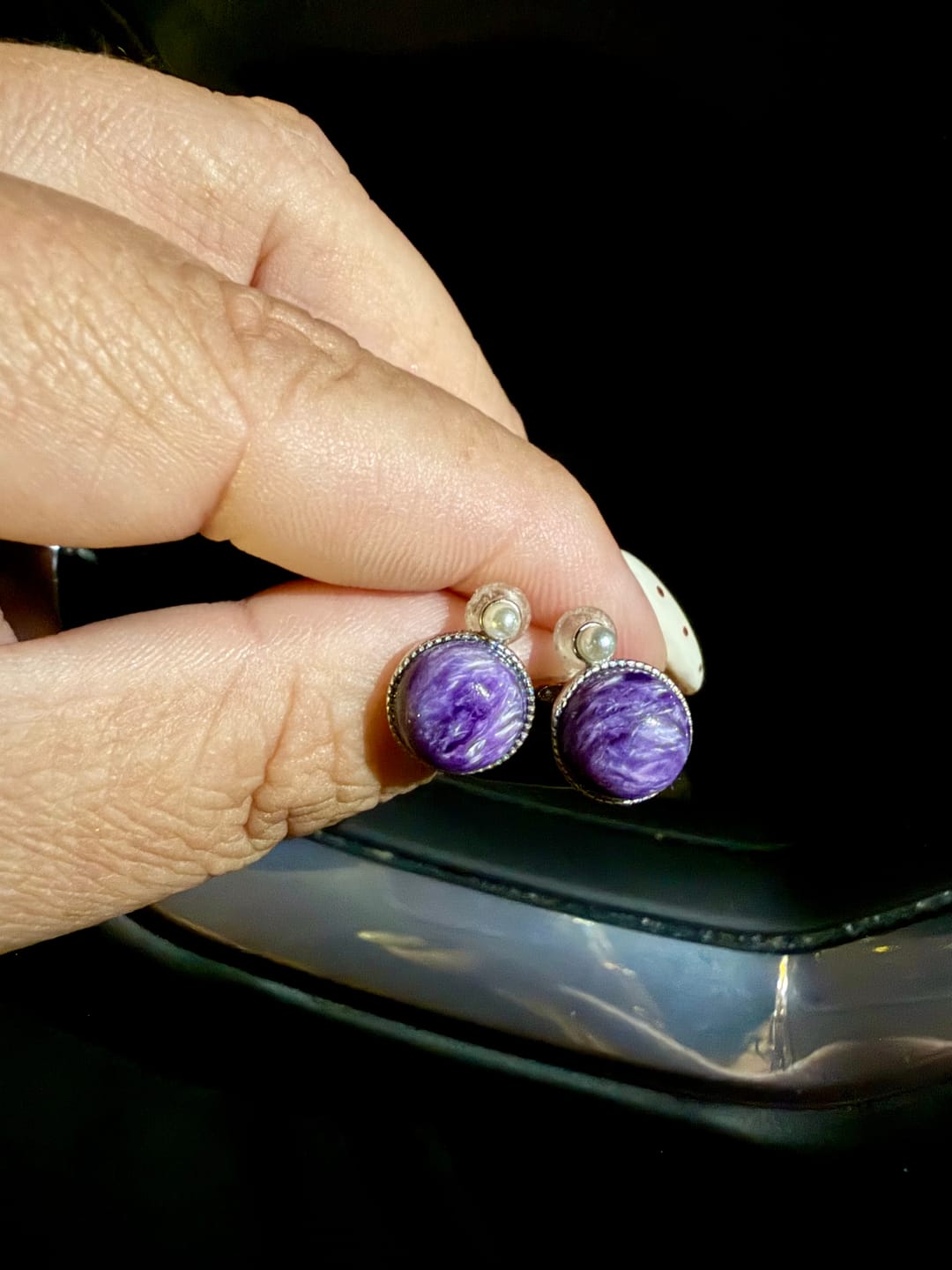 Customer photo review of Charoite Earrings