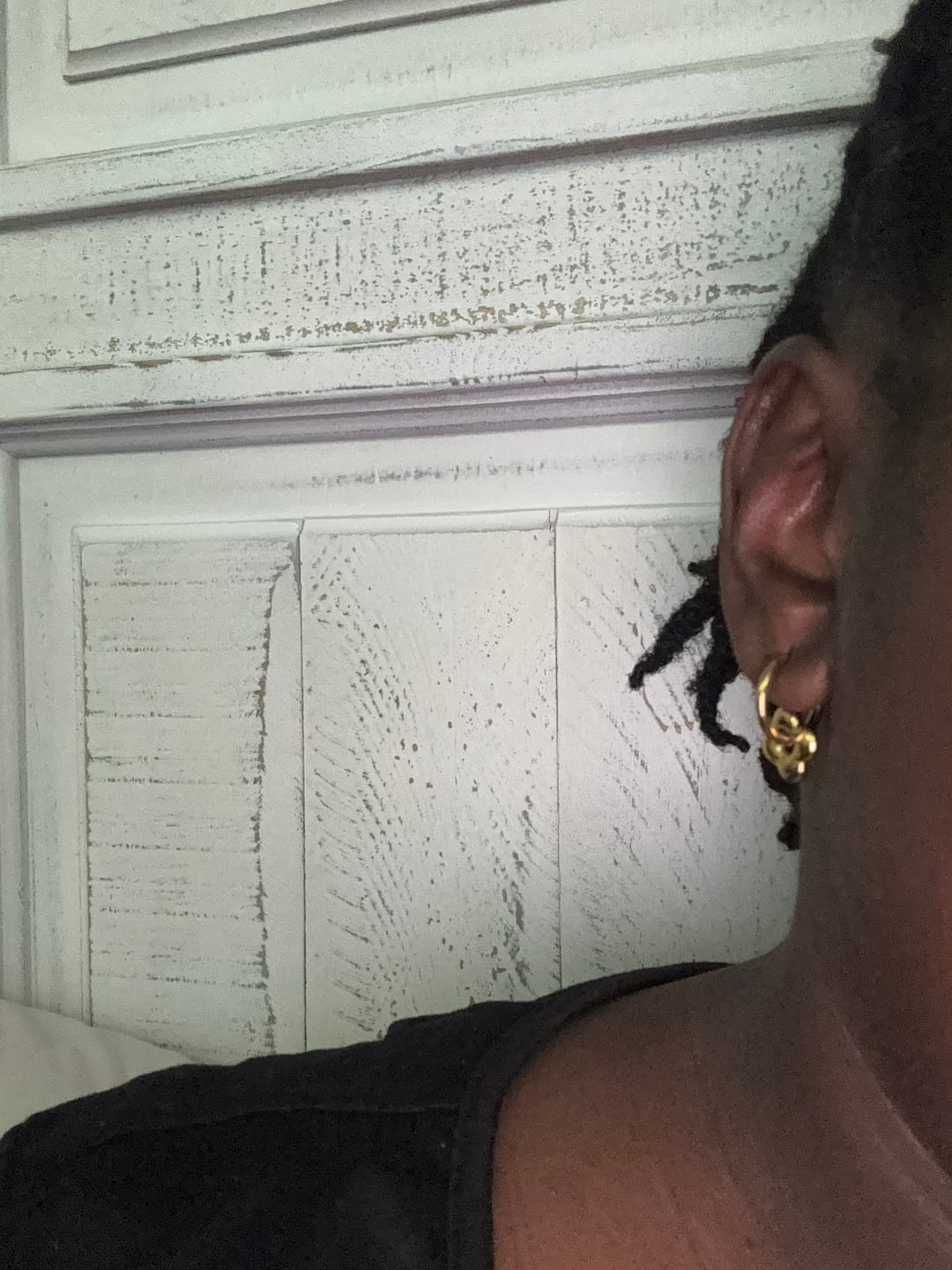 Customer photo review of Golden Flower Puff Earrings